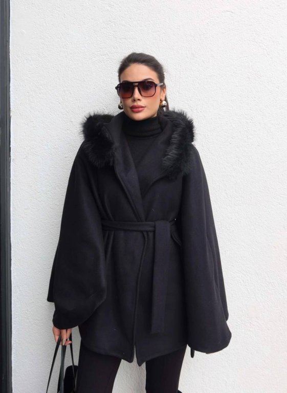 جكيت style اسود طاقة فرو كود 000000191