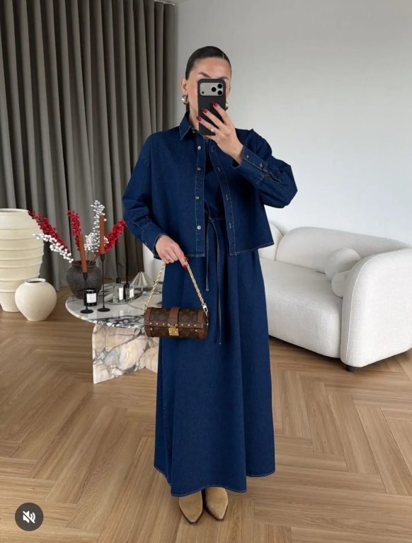 فستان جينز مع قميص كود 000203