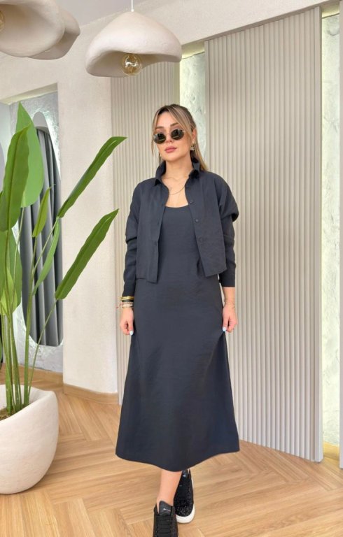 فستان اسود مع جكيت  كود 0000233